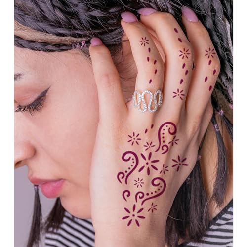 Henna Tattoo Stencils Kit, 24 Sheets Mehndi Temporary Tattoo Templates