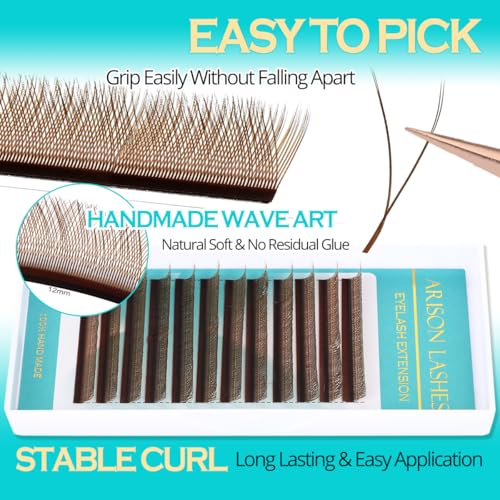 YY Eyelash Extensions D Curl 0.07 Mixed Tray Y Shape Weaving Prefabricated Fans Individual Extension Eyelashes (Brown-0.07D 13mm)