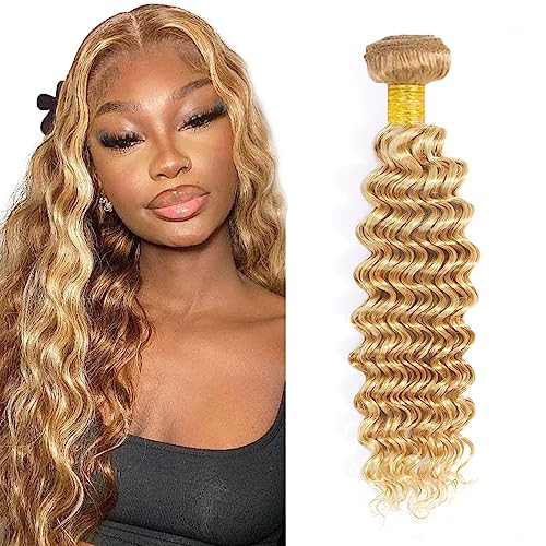 22-Inch Honey Blonde Deep Wave Human Hair Bundles - P27/613