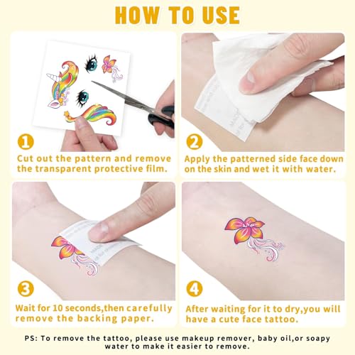 Partywind Temporary Face Tattoos for Kids, 24 Styles Creative Face Stickers for Face Painting, Waterproof Fake Tattoo Stickers for Kids Makeup, Birthday Party Favors Supplies Goodie Bag Stuffers
