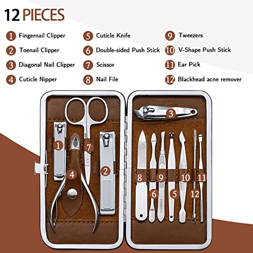 FAMILIFE Manicure Pedicure Kit Professional Nail Clippers Set Men and Women 12 Pcs and 16pcs Grooming Kit Gifts for Men