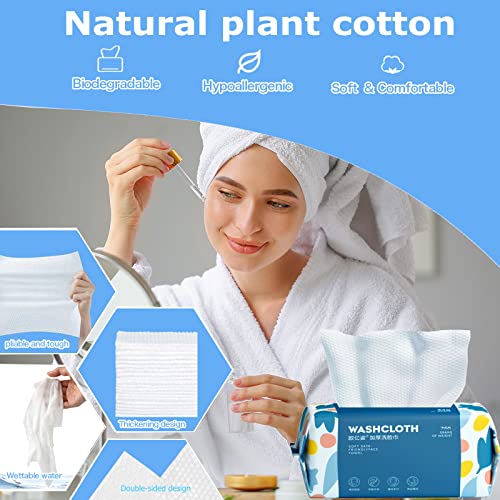 100 Count Disposable Face Towel,Thickening Ultra Soft Washcloths,Facial Cotton Tissue,Lint-free cotton dry wipes Multi-Purpose for Skin Care,Make-up Wipes,Face Wipes and Facial Cleansing