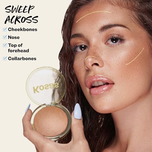 Kosas Sun Show Glowy Warmth Baked Bronzer - Contouring Powder for Cheekbones, Nose & Jawline - Enriched with Concentrated Fatty Acids - Talc-Free, Vegan & Hypoallergenic - Beachy