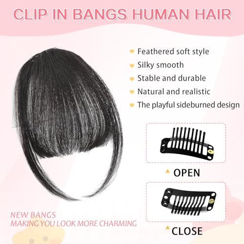Clip-In Wispy Bangs Human Hair - Natural Black