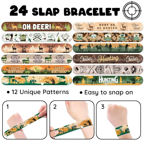 Hunting Party Favors Set - 60 PC Kit with Slap Bracelets & Tattoos