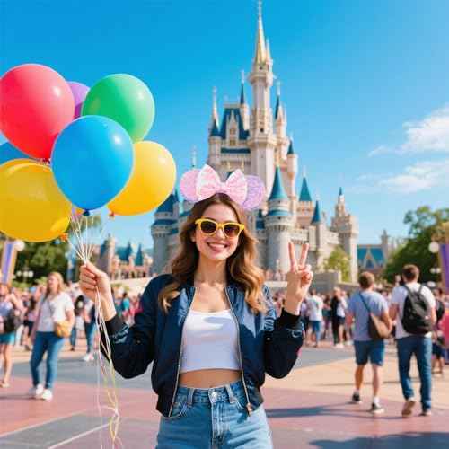 Mouse Ears Bow Headbands Sequin Hairband Butterfly Glitter Hair Accessories for Girls Women (purple)