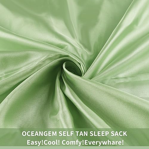 OceanGem Self Tan Sleep Sac, Breathable Self Tanner Sleep Sack, Protect Sheets from Self Tanner, Lightweight Poly Self Tanning Sheet Protector, Self Tanner Sleeping Bag (Green)