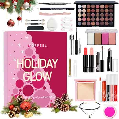 Makeup Advent Calendar 2025, 24 Days Christmas Gifts forTeenage Girls Women All in One Makeup Kit Surprise Gift Christmas Countdown Calendar Gifts with Eyeshadow Palette Lipstick Foundation Eyebrow