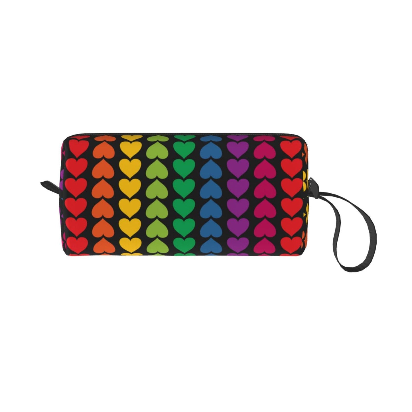 JKJOJIA Valentine Heart Rainbow Love Makeup Bag Organizer Small Cosmetic Bags Portable Travel Toiletry Bag With Handle Simple Accessories Storage Zipper Pouch For Women Girl