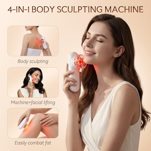 Body Massager for Skin Appearance Care ? Red Light, Heat & Vibration Beauty Device for Legs, Arms, Belly & Thighs, Cordless Rechargeable Home Use