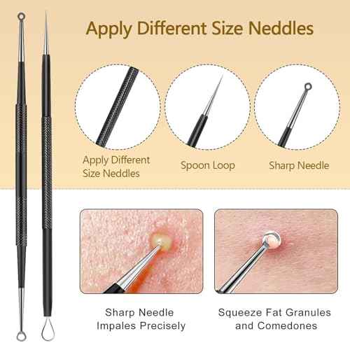 40pcs Pimple Popper Tool Kit Stainless Steel Blackhead Remover Tool Comedones Extractor for Forehead Facial Nose Lightweight Acne Needle Tool with Metal Case for Travel Home Use