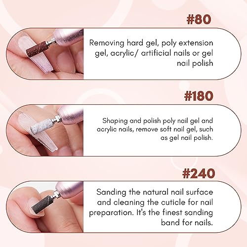 Makartt Sanding Bands for Nail Drill, 100 Pcs 2023 Upgrade Design Small Nail Sanding Files for 3mm Mandrel Bits, 80 Coarse Grits for Acrylic Nails Gel Removing Shaping, Manicure Nail Salon Use