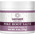 Lemant Organic Poke Root and Castor Oil Salve (4 oz) - Herbal Poke Root Salve infused with Castor Oil, Calendula, Plantain, Red Clover, Boswellia, Shea Butter, and Lavender