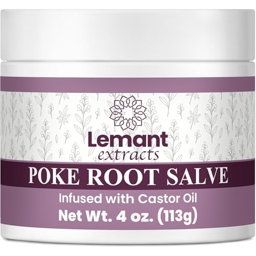 Lemant Organic Poke Root and Castor Oil Salve (4 oz) - Herbal Poke Root Salve infused with Castor Oil, Calendula, Plantain, Red Clover, Boswellia, Shea Butter, and Lavender