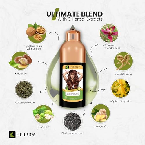 HERBBY Auburn Brown Hair Color Shampoo for Gray Coverage