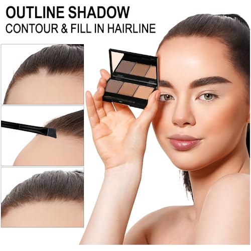 Eyebrow Powder Kit - 3 Shades Dark Brown with Brush