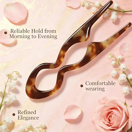 Cupeou 3-Pack Prestige French Hair Pins for Thick Hair – Acetate Updo Pins