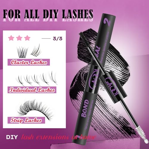 GAQQI Waterproof Lash Cluster Glue & Seal - 10ml, Black, Lash Bond & Seal