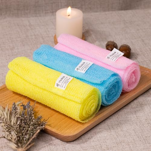 Yiclick Exfoliating Washcloth Set - 3 Pc Back Scrubber Towels
