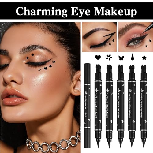 Liquid Winged Eyeliner Stamp Pen Set, 5 Pcs Waterproof