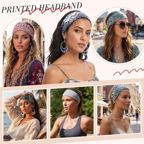 obeoby 8 Pack Boho Headbands for Women, Breathable