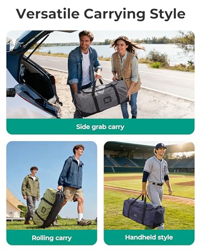 BAGSMART 83L Foldable Duffle Bag with Wheels & Organizers