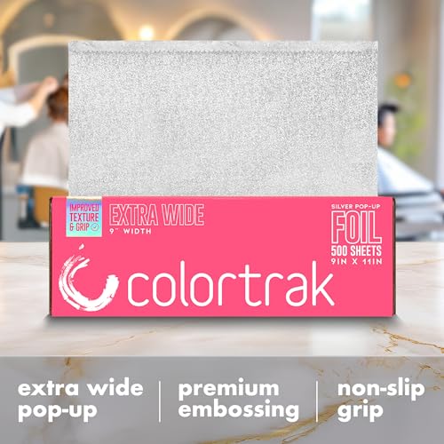 Colortrak Hair Coloring Popup Foil Box - Extra Wide 9-Inch X 10.75-Inch Sheets, Professional and Convenient, Pre-Cut and Easy to Grab During Processing, 500 Sheets Per Box
