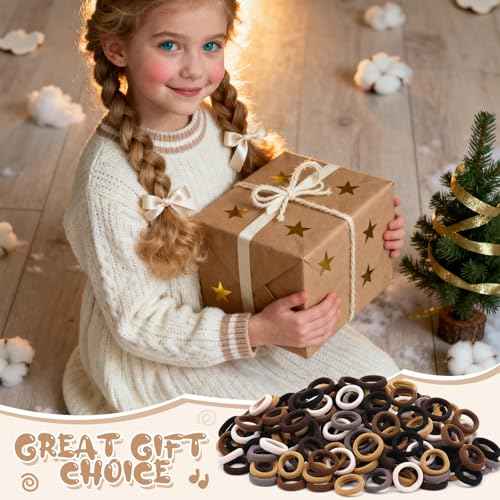 360PCS Soft Cotton Hair Ties for Toddlers & Baby - No Damage Elastics Seamless Ponytail Holders for Little Girls Daily Hair Accessories, Neutral Colors