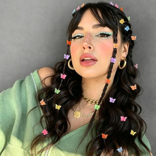 SAOROPEB Jelly Butterfly Hair Clips 50pcs Mini Hair Accessories Y2K 90s Style
