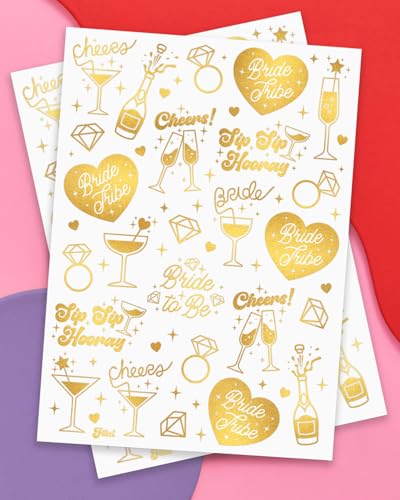 Gold Bachelorette Temporary Tattoos, 54 Metallic Party Favors