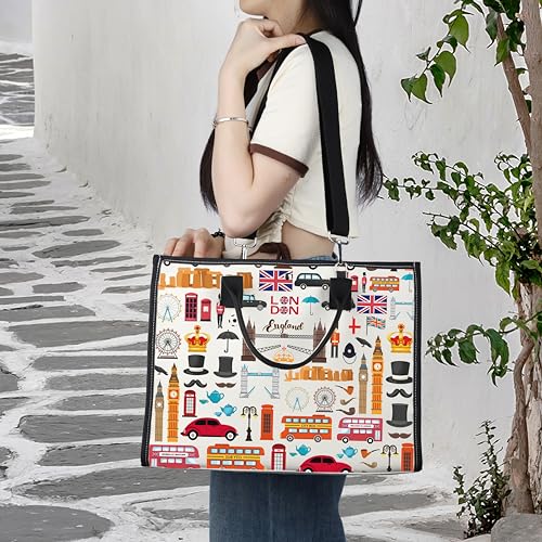 LEVLO London Travel Gift British Theme Cosmetic Bag England Souvenir Gift United Kingdom Make Up Zipper Pouch Bag (London LT)