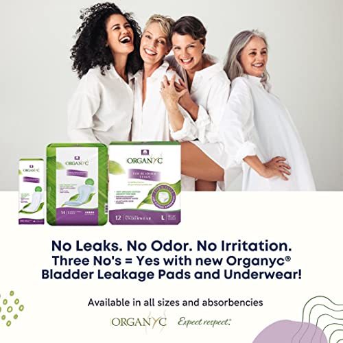 Organyc 100% Organic Cotton Incontinence Pads - Maximum Flow, 16 Count