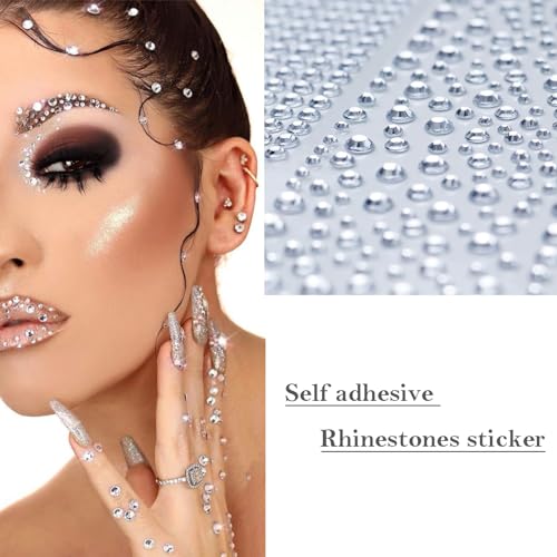 1500 Self-Adhesive Rhinestone Face Gems - 15 Colors