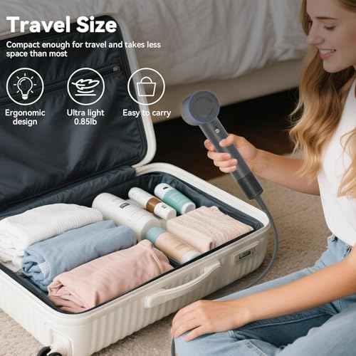 Hair Dryer, 160000 RPM High-Speed Ionic Hair Drye Portable Lightweight Blow Dryer with 500 Million Negative Ions, Hair Dryer with Magnetic Diffuser & Nozzle for Home and Travel