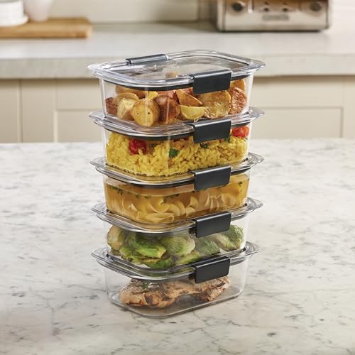 Rubbermaid Brilliance Food Storage Containers, BPA Free, Airtight Lids, Ideal for Lunch, Meal Prep & Leftovers, Set of 5 (3.2 Cup)