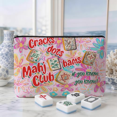 Boho Floral Mahjong Tile Bag - Durable Makeup Organizer