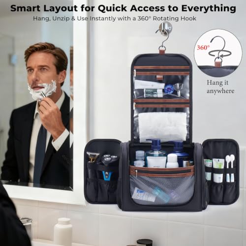 Ralnitote Large Hanging Toiletry Bag for Men with Hook