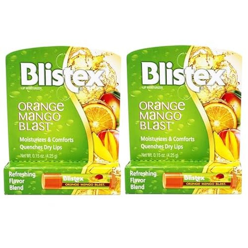 Blistex Orange Mango Blast Lip Balm with Vitamins C & E, Moisturizes & Comforts, 0.15 OZ - 2 Pack