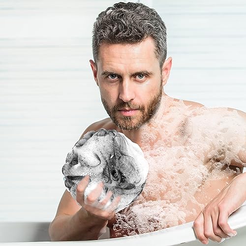 BCKENEY Bath Loofah Sponge Pack of 4 - Soft Exfoliating Shower Puffs