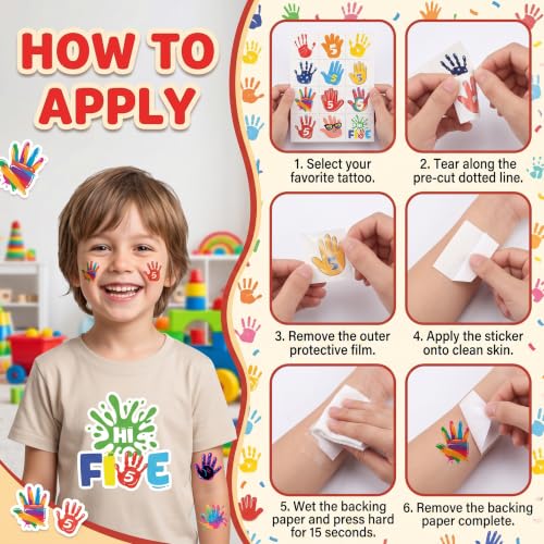 96 PCS Hi Five Temporary Tattoos for Kids | Waterproof