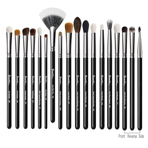 Bueart Design Professional grade 16Pcs Eye Makeup Brush Set with Natural Horse Goat hair,High Elastic Synthetic, Eyeshadow Brushes for Eyeliner,Blending,Eyebrow,Concealer