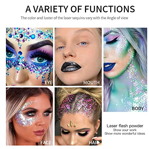 Chunky Glitter Gel 19 Colors - Mermaid Sequins for Face & Body