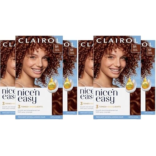 Clairol Nice'n Easy Permanent Hair Dye, 5R Medium Auburn Hair Color, Pack of 6