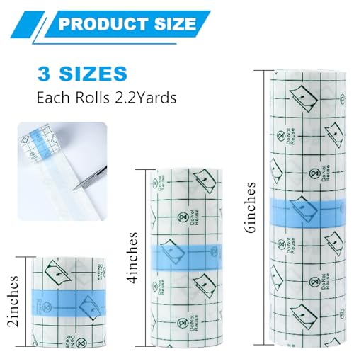 Emalla 3 Rolls Tattoo Aftercare Bandage - Waterproof Second Skin