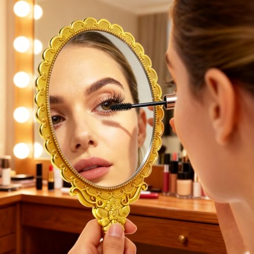 Vintage Handheld Mirror 12 Pack - 9.8" Embossed Floral Makeup