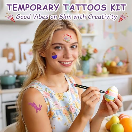 145 Piece Easter Face Paint Stencils & 8 Body Markers Set