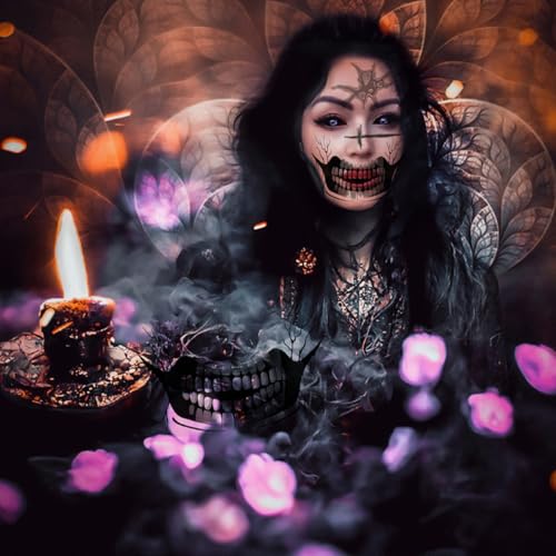 Halloween Face Tattoos - Devil & Skeleton Mouth Designs