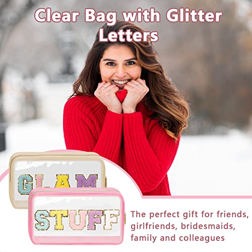 STUFF Chenille Letter Makeup Bag | Waterproof Nylon Cosmetic Pouch