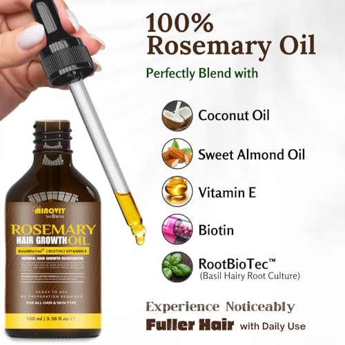 Rosemary Hair Growth Oil with Biotin & Vitamin E - 3.4 Fl Oz