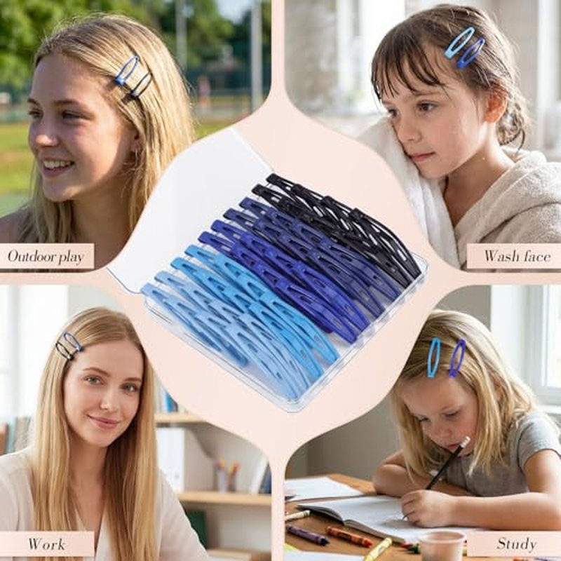 40 Pcs Metal Snap Hair Clips for Women Girls, 5 Colors
